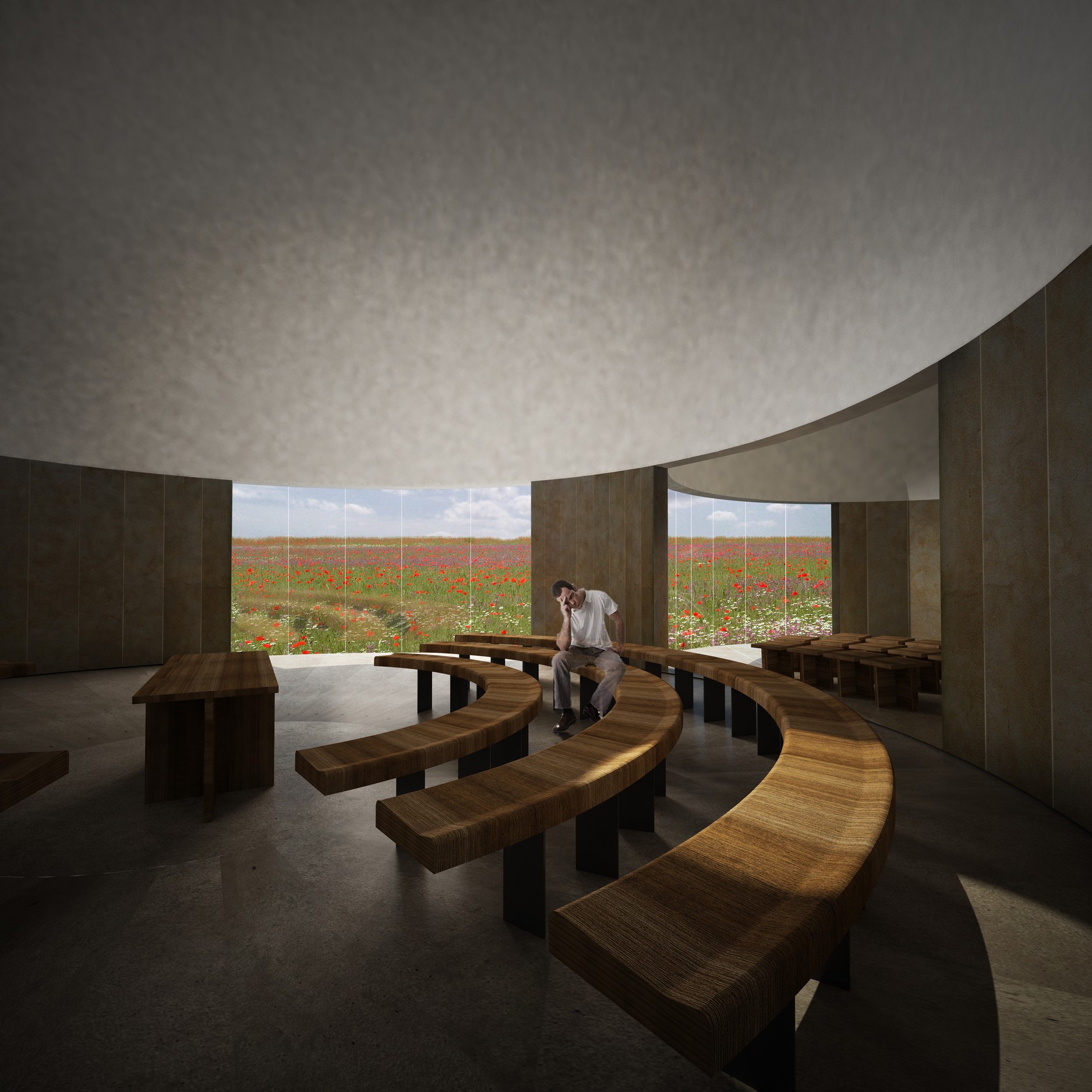 CORDE_BON3S PRATO_©archivio corde a.a._concorso nuovo complesso cimiteriale_visualizzazione 3D sala rito