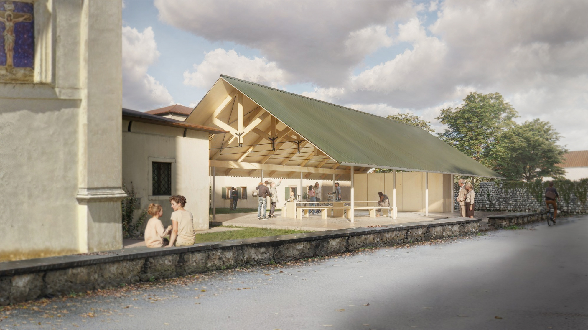CORDE_COMPLESSO EX CANONICA_©archivio corde a.a._vista render da strada copertura
