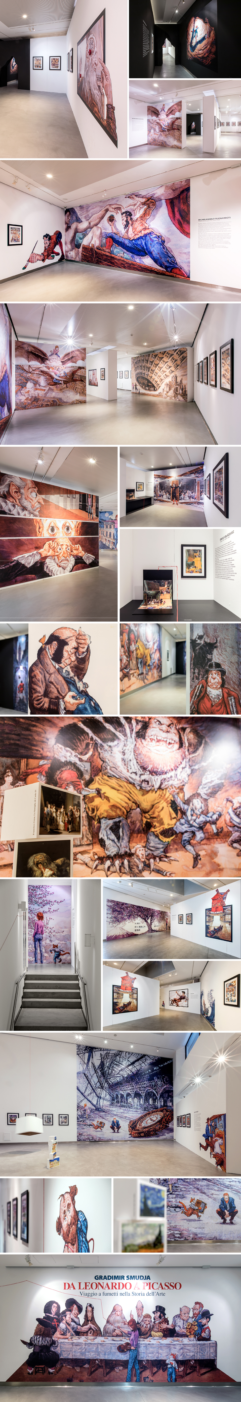 Progettazione e allestimento temporaneo “Gradimir Smudja" al Museo PAFF! Pordenone Progettazione e allestimento temporaneo “Gradimir Smudja", Da Leonardo a Picasso, viaggio a fumetti nella Storia dell’Arte al Museo PAFF! Pordenone