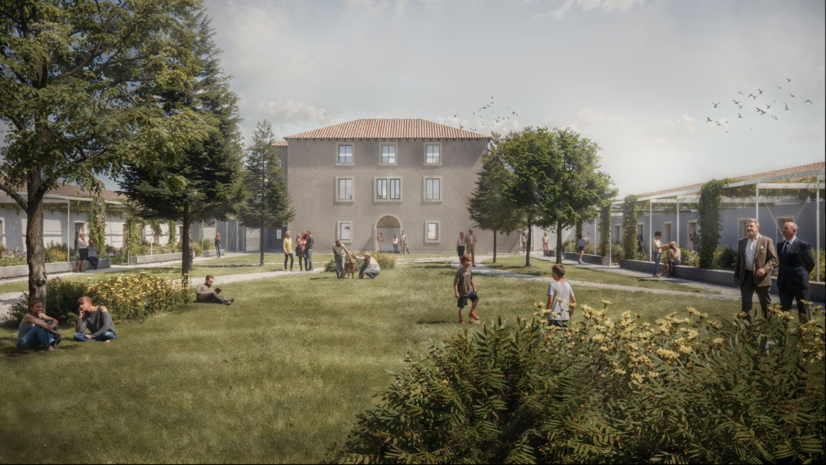 Ex caserma 2 Novembre a Tauriano render vista in asse