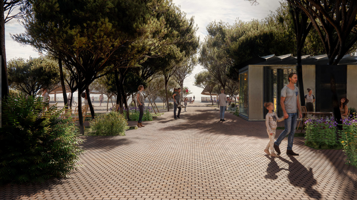 Render Lignano mare viale centrale