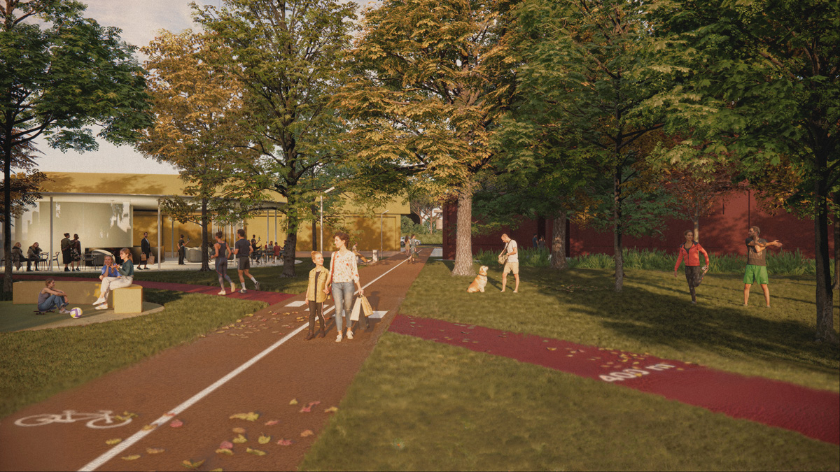 parco urbano Monte Pasubio render ingresso est