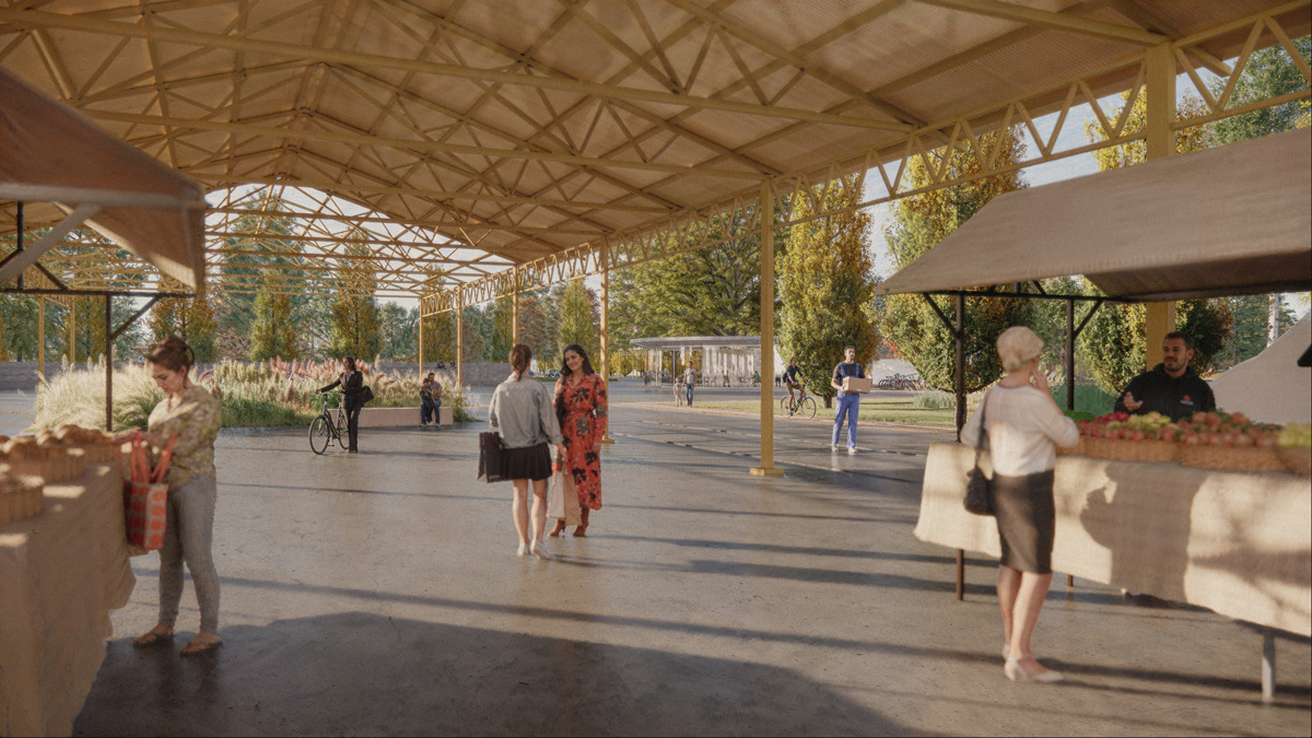 parco urbano Monte Pasubio render mercato